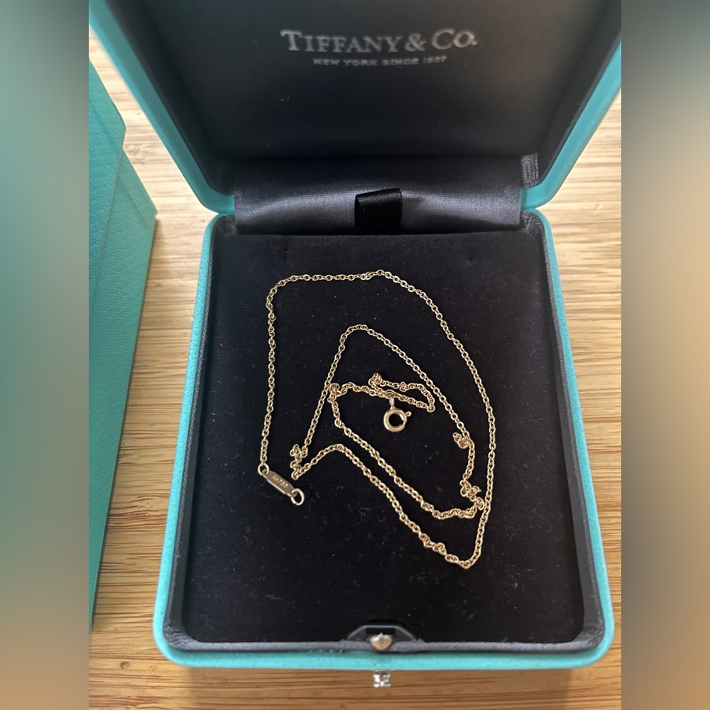 Authentic Tiffany and Co. small 18” yellow gold chain